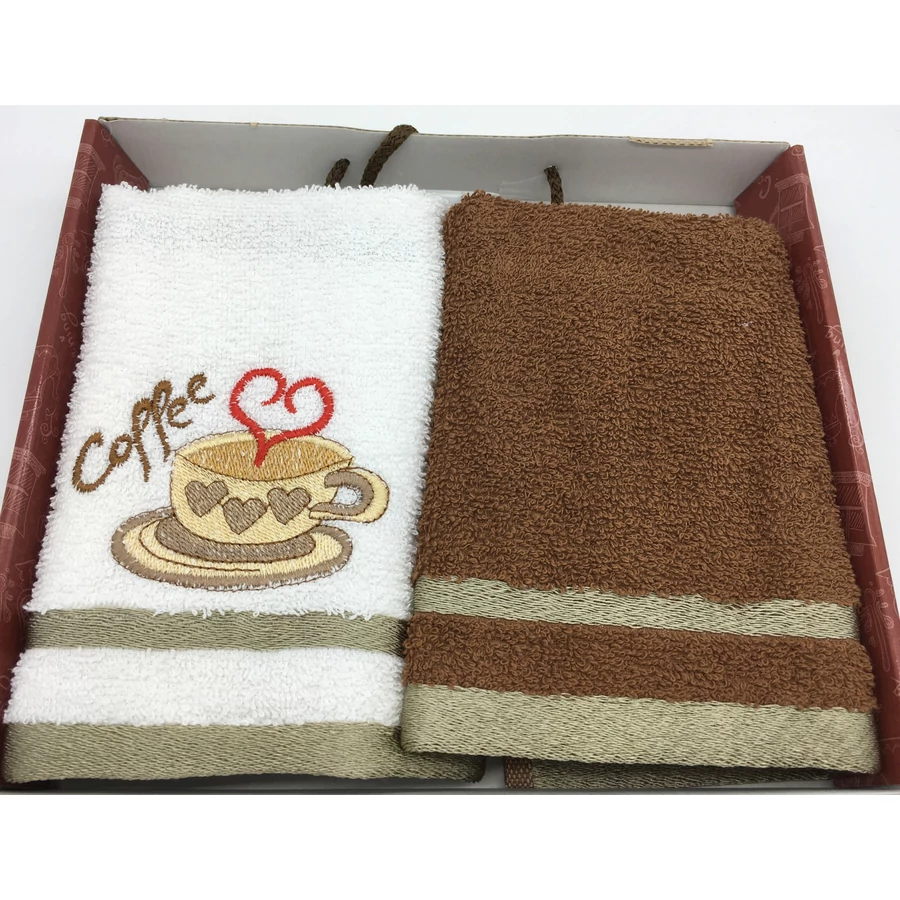  Kéztörlő barna coffee love, 2 db-os 40x60 cm